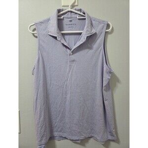 Renwick Golf Shirt Size Large Blue/Pink Striped Sleeveless Top Athletic Collared